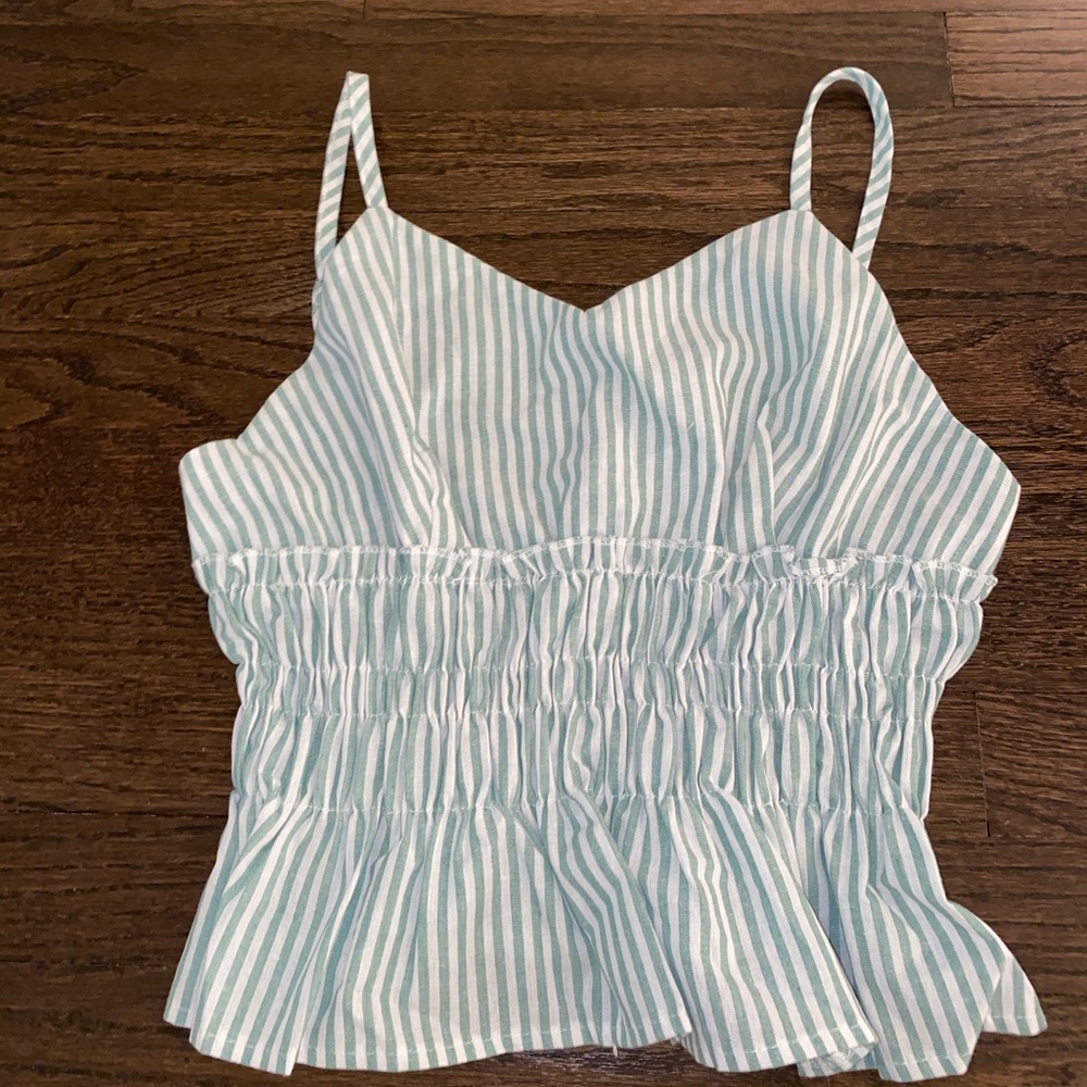 Striped tank with cinched waist